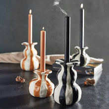 Load image into Gallery viewer, Orange Striped Ceramic Candle Holder - Large
