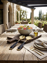 Load image into Gallery viewer, Vitali Shell Brass &amp; Rattan Salad Servers
