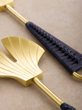 Load image into Gallery viewer, Vitali Shell Brass &amp; Rattan Salad Servers
